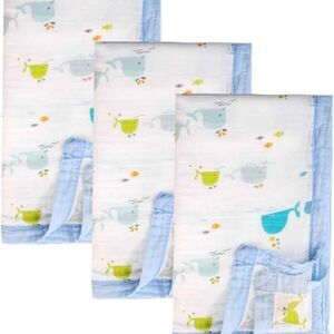 3-Pack Baby Swaddle Blankets, whale design